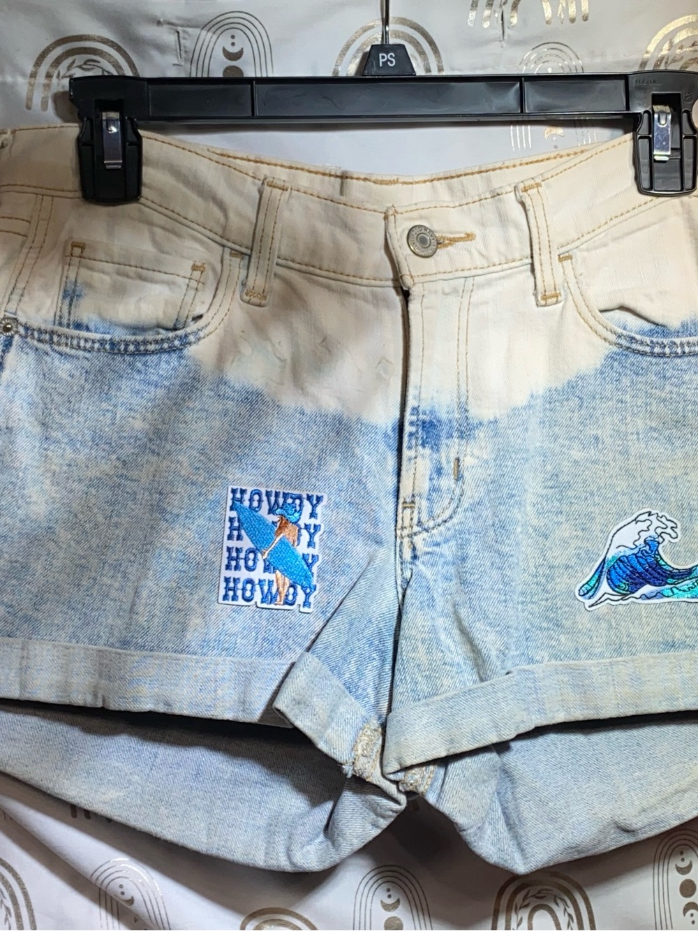 Up Cycled Old Navy White Denim Shorts with Contrast Stitching